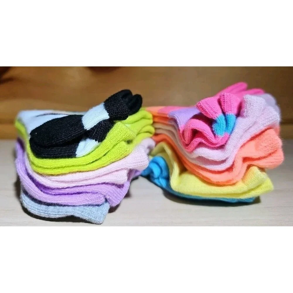 Girls Size Small (6-10.5) Colorful Print No-Show Socks 10 Pairs Wonder Nation
